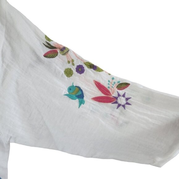 AP.NY New York Embroidered Floral Birds Embroidery Button Front Blouse Top XL - Picture 5 of 11